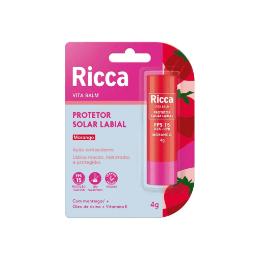 Imagem do produto Ricca Vita Balm Protetor Solar Labial Morango 4g